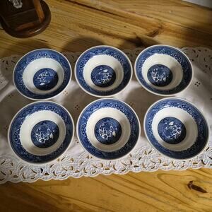 Vintage Blue Willow Soup Or Salad Bowls 6-1/4” Set of 6